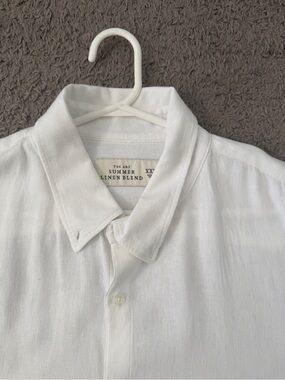 abercrombie kids White Linen-Blend Casual Button-Down Shirt